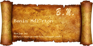 Benis Márton névjegykártya