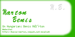 marton benis business card